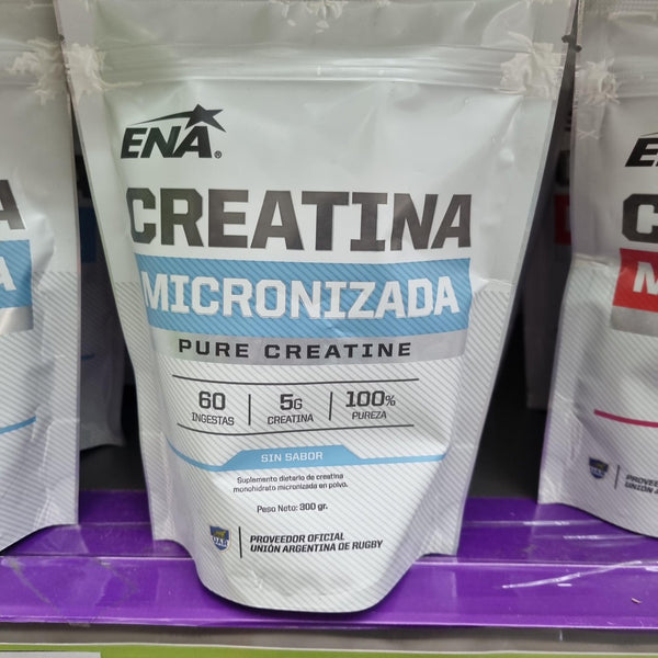 Suplemento deportivo de sabor neutro de monohidrato de creatina micronizada de grado farmacéutico Ena (300Gr / 10.58Oz) - Aumenta la fuerza muscular y la potencia