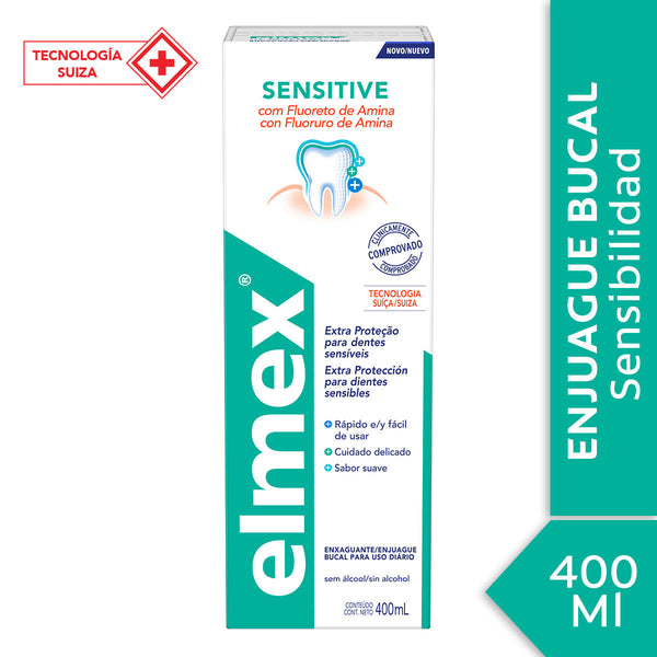Elmex Sensitive Mouthwash 400Ml - 13.52Fl Oz - Alcohol-Free, Fluoride-Enriched, and Clinically Proven