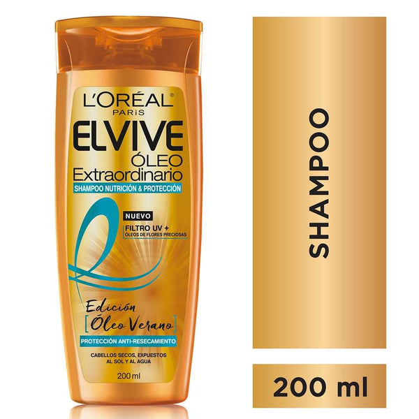 L'Oreal Paris Elvive Extraordinary Oil Shampoo Summer Edition (200ml/6.76fl oz) - Sulfate & Silicone Free, Paraben & Mineral Oil Free.