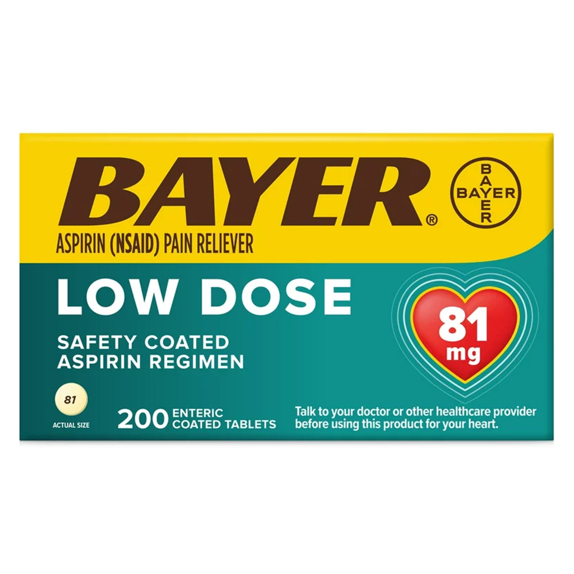 Bayer Low Dose Safety Coated Aspirin 81 mg Tablets (1 Unit)