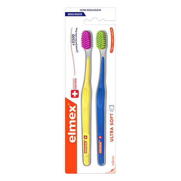 2-Pack Elmex Ultra Soft Toothbrush with 5500 Ultra Thin Bristles for Gentle and Effective Cleaning