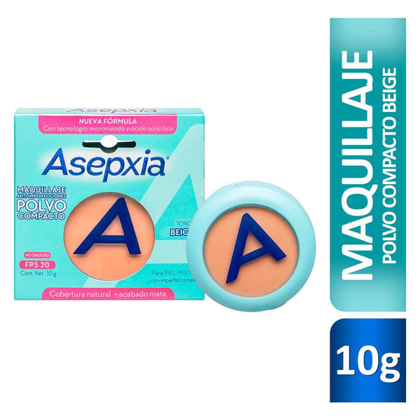 Asepxia Hydro Force Beige Medium Facial Powder for Matte Finish, Non-Comedogenic and Hypoallergenic Skin - 10Gr / 0.33Oz