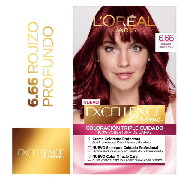 Excellence Permanent Hair Coloring Creme 666 Deep Cherry Red - 47Gr / 1.65Oz - Rinse Thoroughly for Ultra Lightening Blonde Color