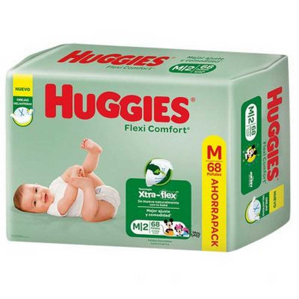 Huggies Flexi Comfort M Diapers (68 Diapers) - Breathable, Hypoallergenic & Contoured Shape