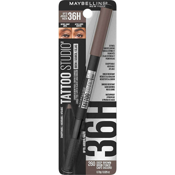 Maybelline Mymb Tattoo Studio 36H Eyebrow Pigment Pen No. 260 Deep Brown | Smudge-Proof, Long-Lasting & Highly Pigmented Formula