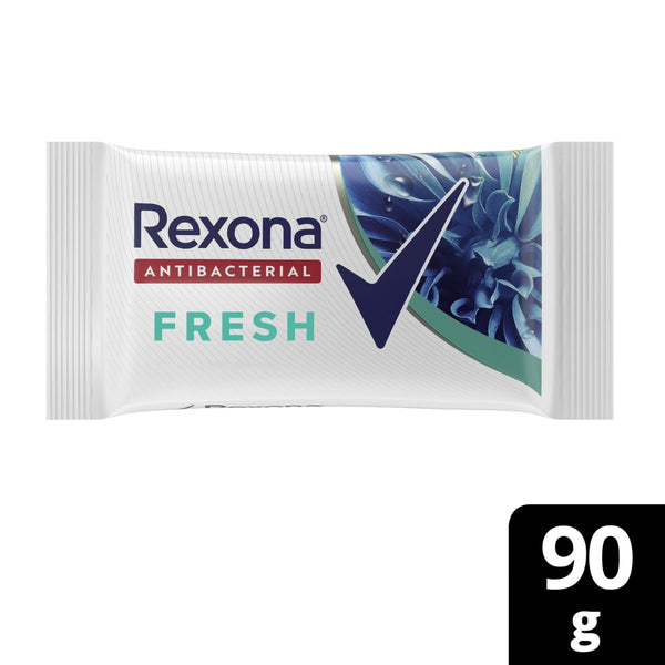Rexona Antibacterial Fresh Bar Soap: Natural Ingredients, Hypoallergenic, Non-Irritating, 90Gr / 3.04Oz